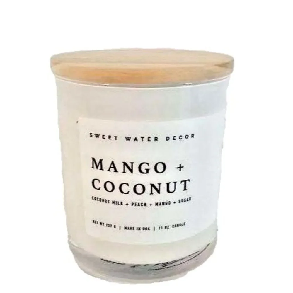 Sweet Water Decor Candle 11oz Mango + Coconut Scent Soy Jar Made in USA